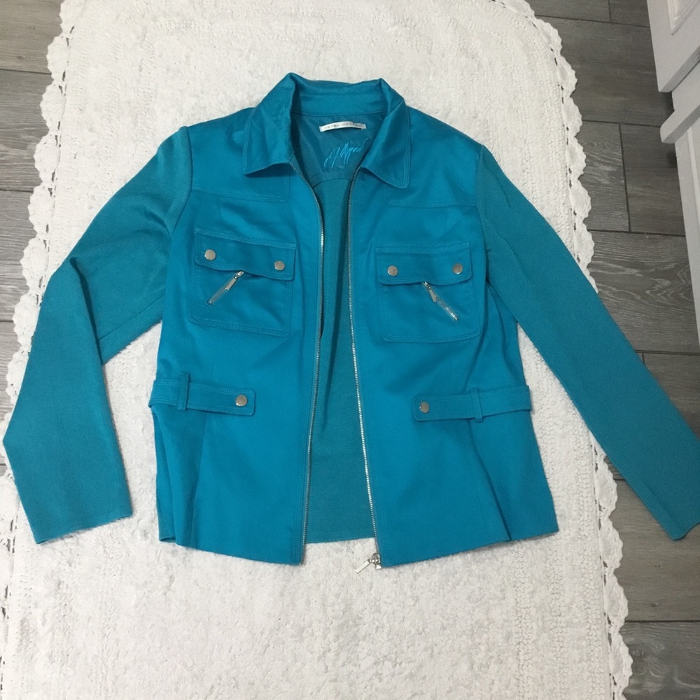Peter Nygard Blue Full Zip Jacket size L/XL